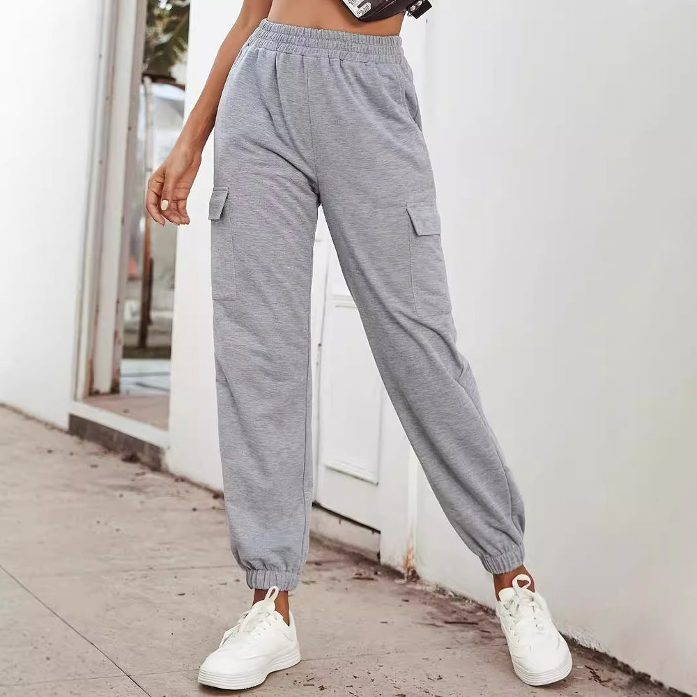 Damen Cargo-Hose mit elastischem Bund und praktischen Taschen Heidi-Mode