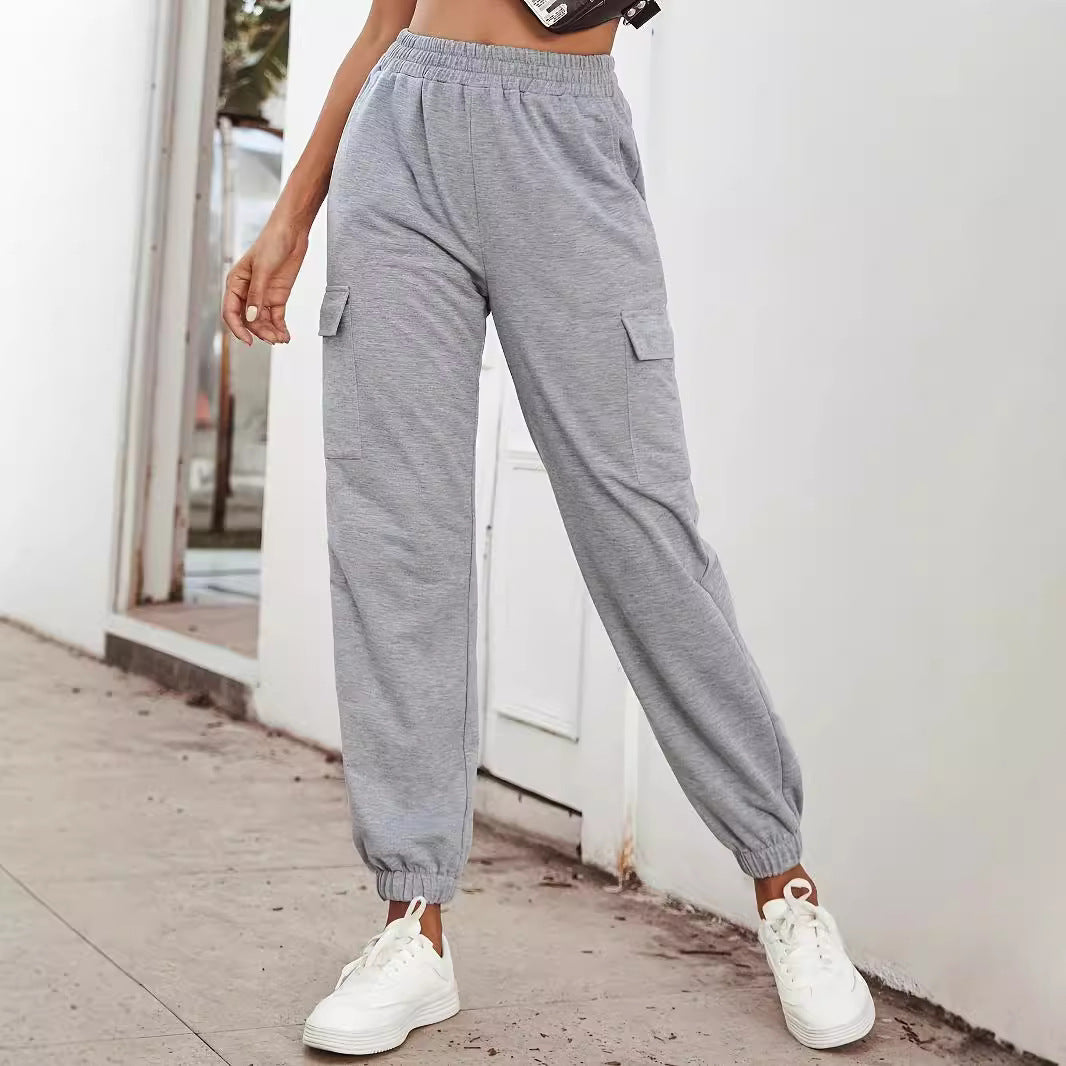 Damen Cargo-Hose mit elastischem Bund und praktischen Taschen Heidi-Mode