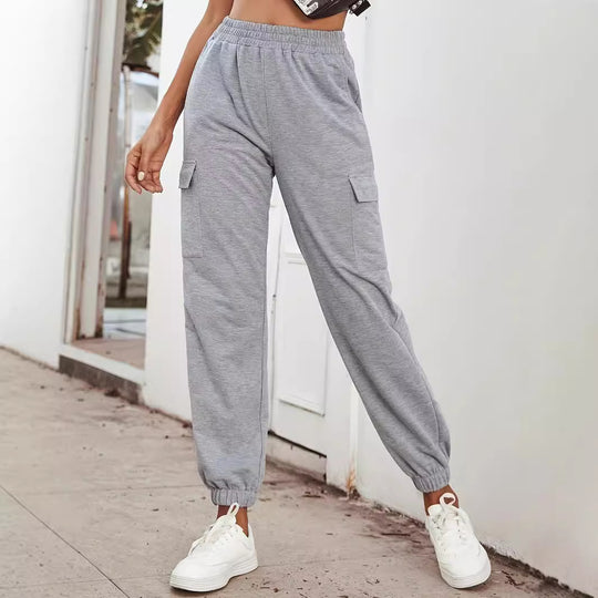 Damen Cargo-Hose mit elastischem Bund und praktischen Taschen Heidi-Mode