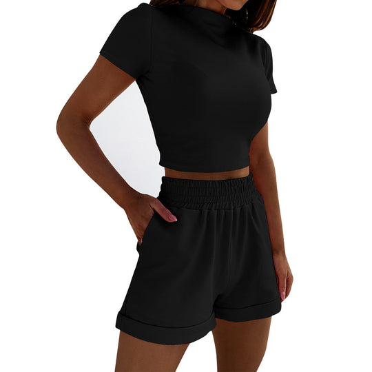 Damen Sportliches Crop-Top und kurze Shorts Set Heidi-Mode