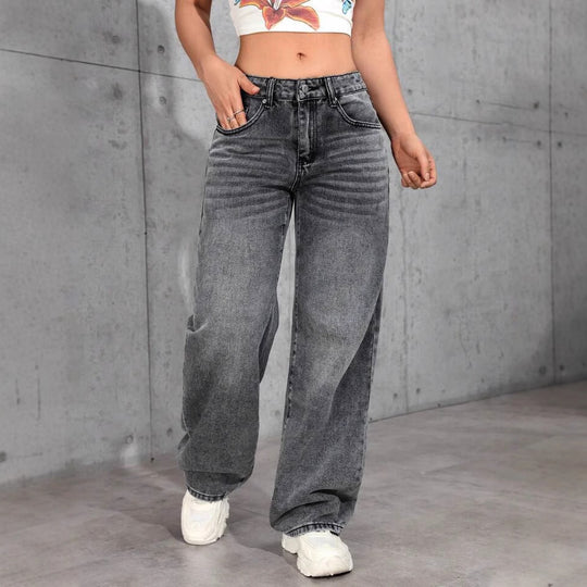 Damen Weite Jeans im lässigen Schnitt mit modernem Vintage-Look Heidi-Mode