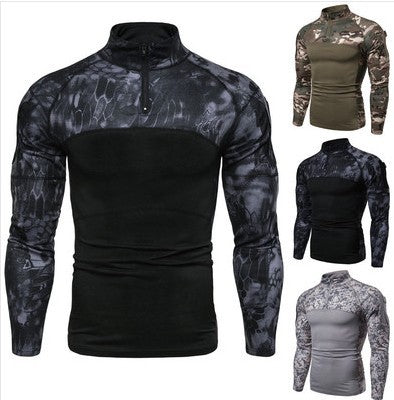 Herren Funktionales Langarmshirt im sportlichen Design mit Stehkragen und Reißverschluss Heidi-Mode