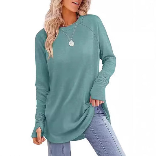 Damen lässiger Langarmshirt mit modernem Schnitt Heidi-Mode