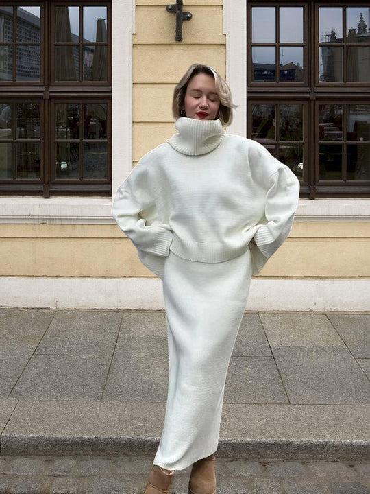 Damen Oversized Strickpullover mit hohem Kragen und lässigem Schnitt Heidi-Mode
