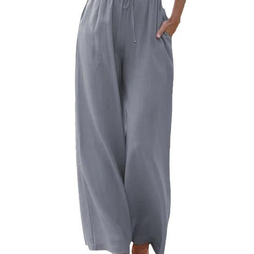 Damen Weite Palazzo-Hose mit elastischem Bund und praktischen Taschen Heidi-Mode