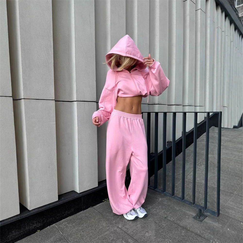 Damen Sportliches Loungewear-Set mit oversized Kapuzenjacke und bequemen Hosen Heidi-Mode