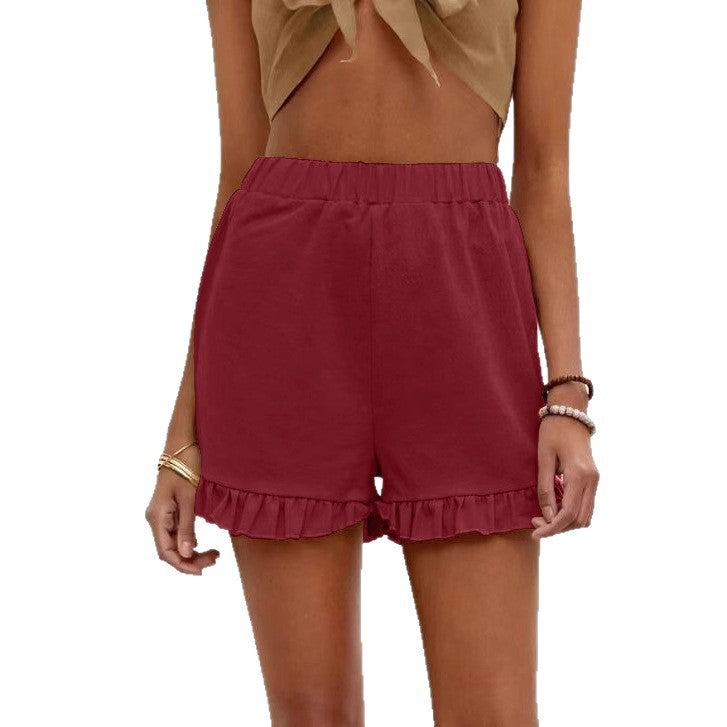 Damen Shorts mit Rüschendetails und Elastischem Bund Heidi-Mode