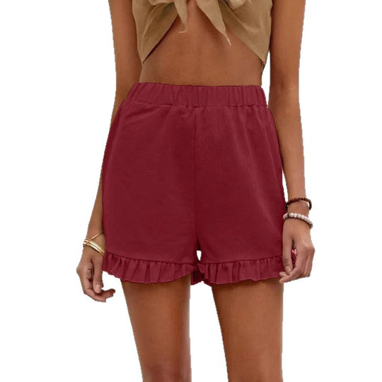 Damen Shorts mit Rüschendetails und Elastischem Bund Heidi-Mode