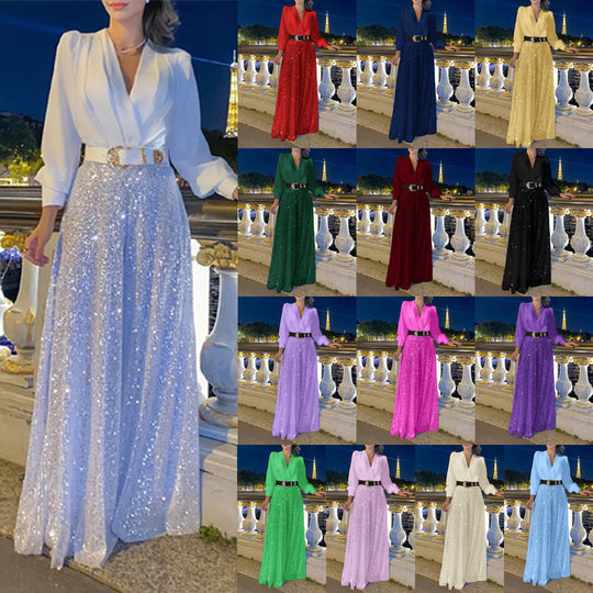 Damen Funkelndes Abendkleid mit elegantem Oberteil und glitzerndem Rock Heidi-Mode