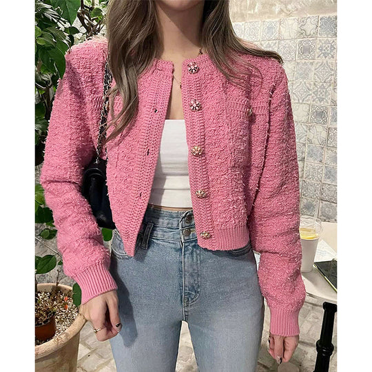 Damen trendige Strickjacke mit dekorativen Knöpfen und lässigem Schnitt Heidi-Mode