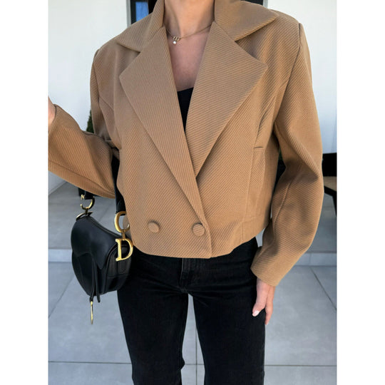 Damen Cropped Doppelreihiger Blazer Heidi-Mode