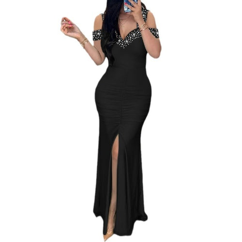 Damen Elegantes und figurbetontes Abendkleid mit verziertem Ausschnitt Heidi-Mode