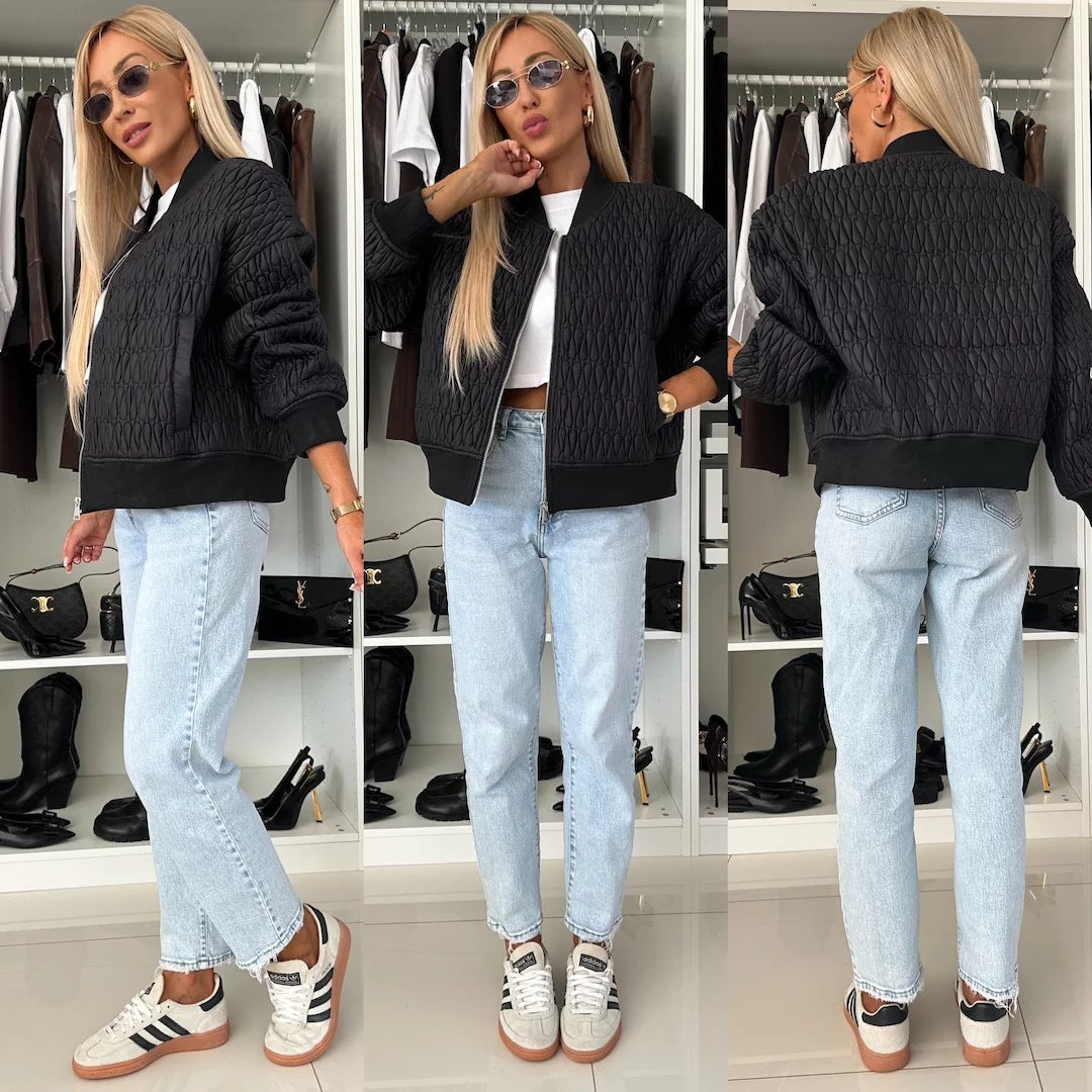 Damen elegante Steppjacke mit voluminösen Ärmeln Heidi-Mode