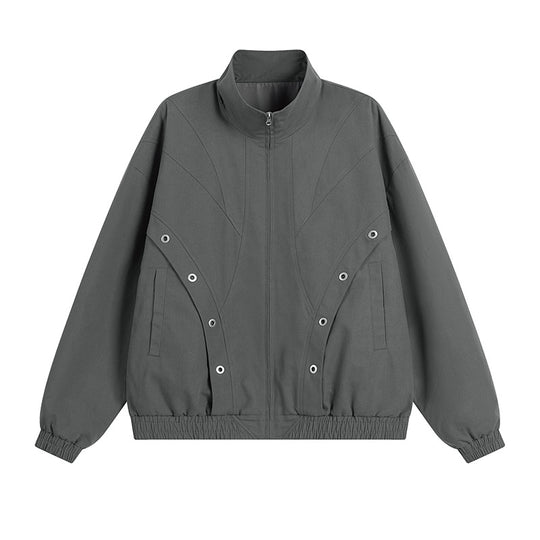 Damen modische Übergangsjacke mit hohem Kragen und praktischen Druckknopfdetails Heidi-Mode