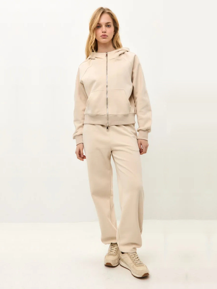 Damen sportliches Hoodie- und Jogginghose-Set mit modischem Reißverschluss Heidi-Mode