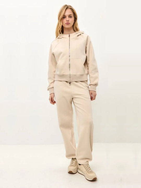 Damen sportliches Hoodie- und Jogginghose-Set mit modischem Reißverschluss Heidi-Mode