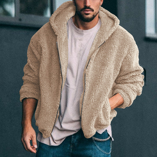 Herren weiche Fleece-Jacke mit hohem Kragen und praktischem Reißverschluss Heidi-Mode