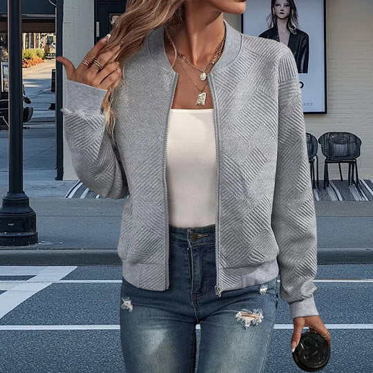Damen Freizeitjacke mit strukturiertem Design und praktischen Taschen Heidi-Mode