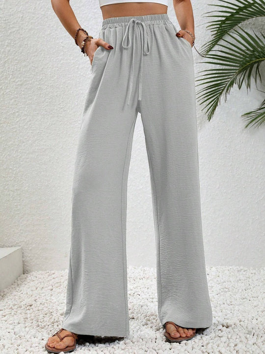 Damen Weite Sommerhose mit elastischem Bund und Tasche Heidi-Mode
