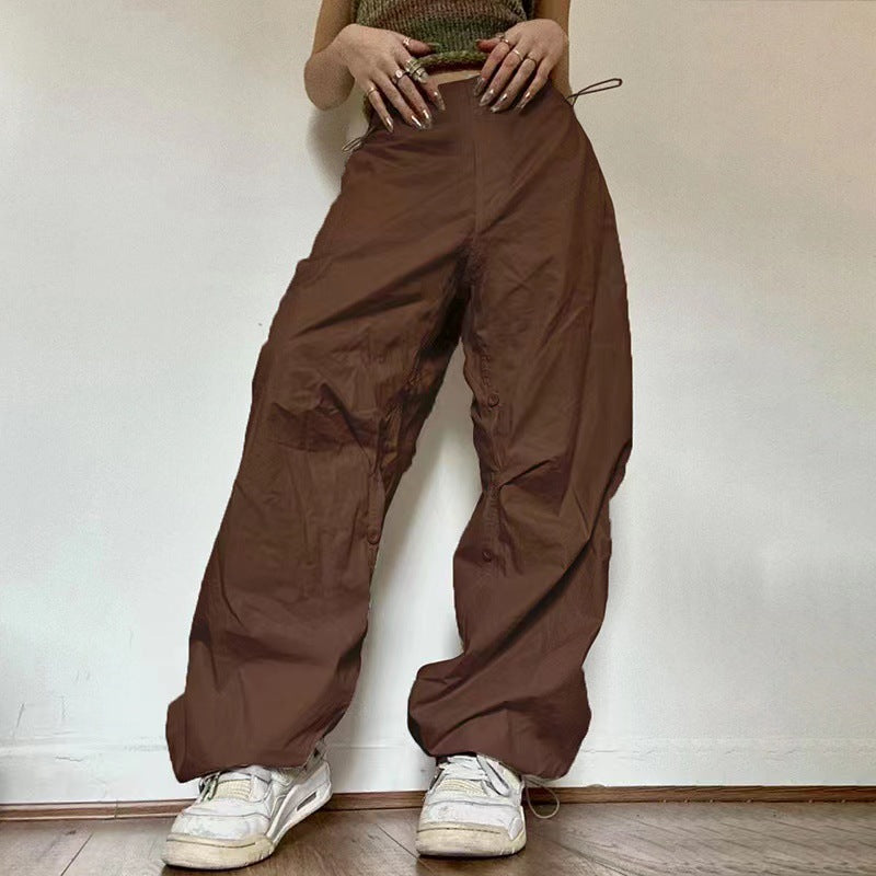 Heidi-Mode | Damen Weite Beinform Baggy-Hose mit Hoher Taille