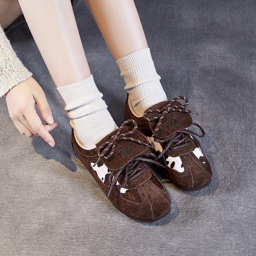 Damen Sportlich Wildleder Sneaker mit Tierdruck Akzenten Heidi-Mode