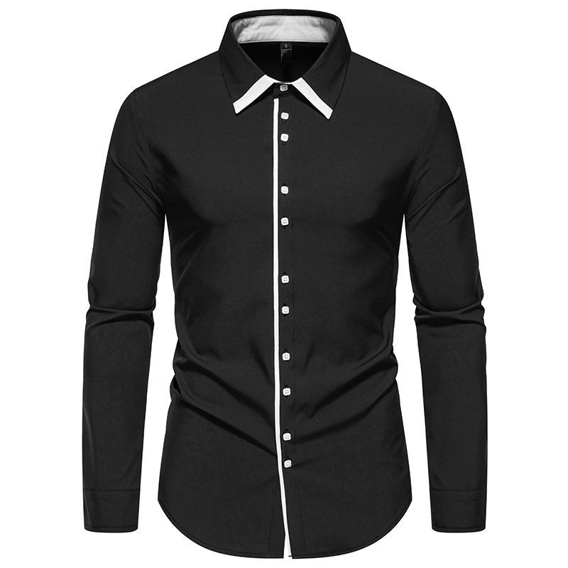 Herren elegantes Slim-Fit Hemd mit kontrastierendem Kragen und hochwertigen Stoffdetails Heidi-Mode