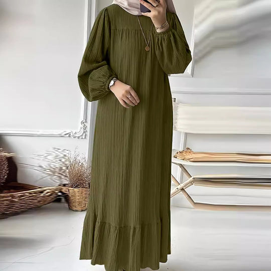 Damen Maxikleid mit waagerechtem Faltenwurf Heidi-Mode