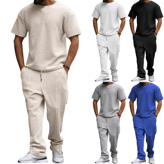 Herren Freizeit-Set aus atmungsaktivem Strukturstoff mit praktischen Taschen Heidi-Mode