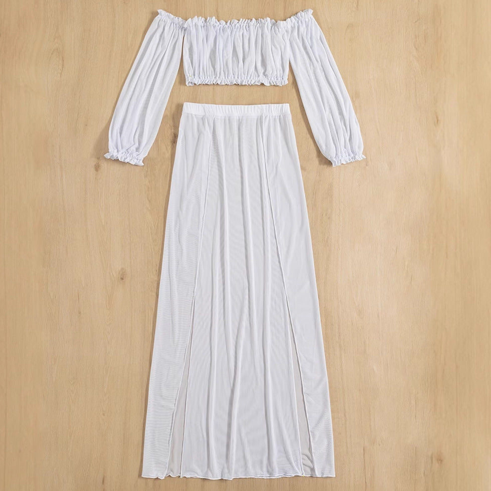 Damen Elegantes Strandkleid mit schulterfreiem Design und tiefen Seitenschlitzen Heidi-Mode