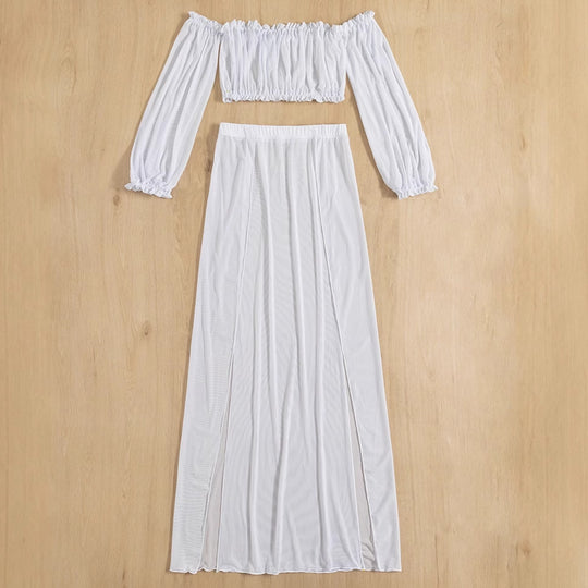Damen Elegantes Strandkleid mit schulterfreiem Design und tiefen Seitenschlitzen Heidi-Mode