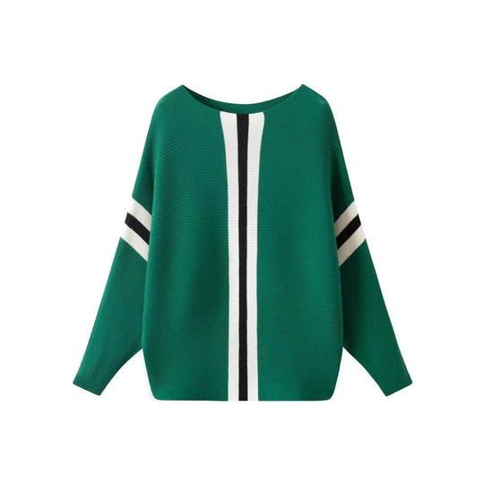 Damen Grobstrickpullover mit modernen Streifen Heidi-Mode