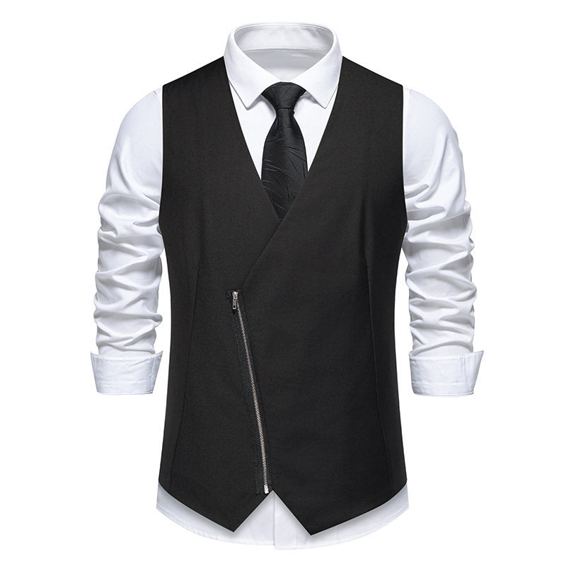 Herren Weste mit asymmetrischem Zipper-Design und modernem Schnitt Heidi-Mode