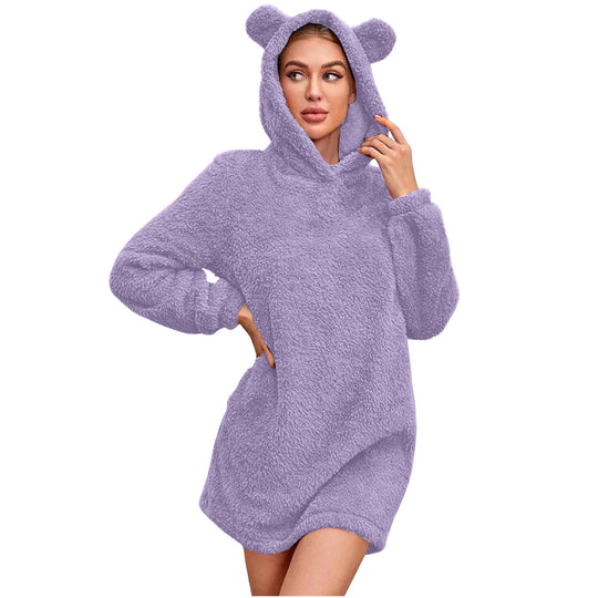 Damen Kuscheliger Hoodie mit Bärenohren Heidi-Mode