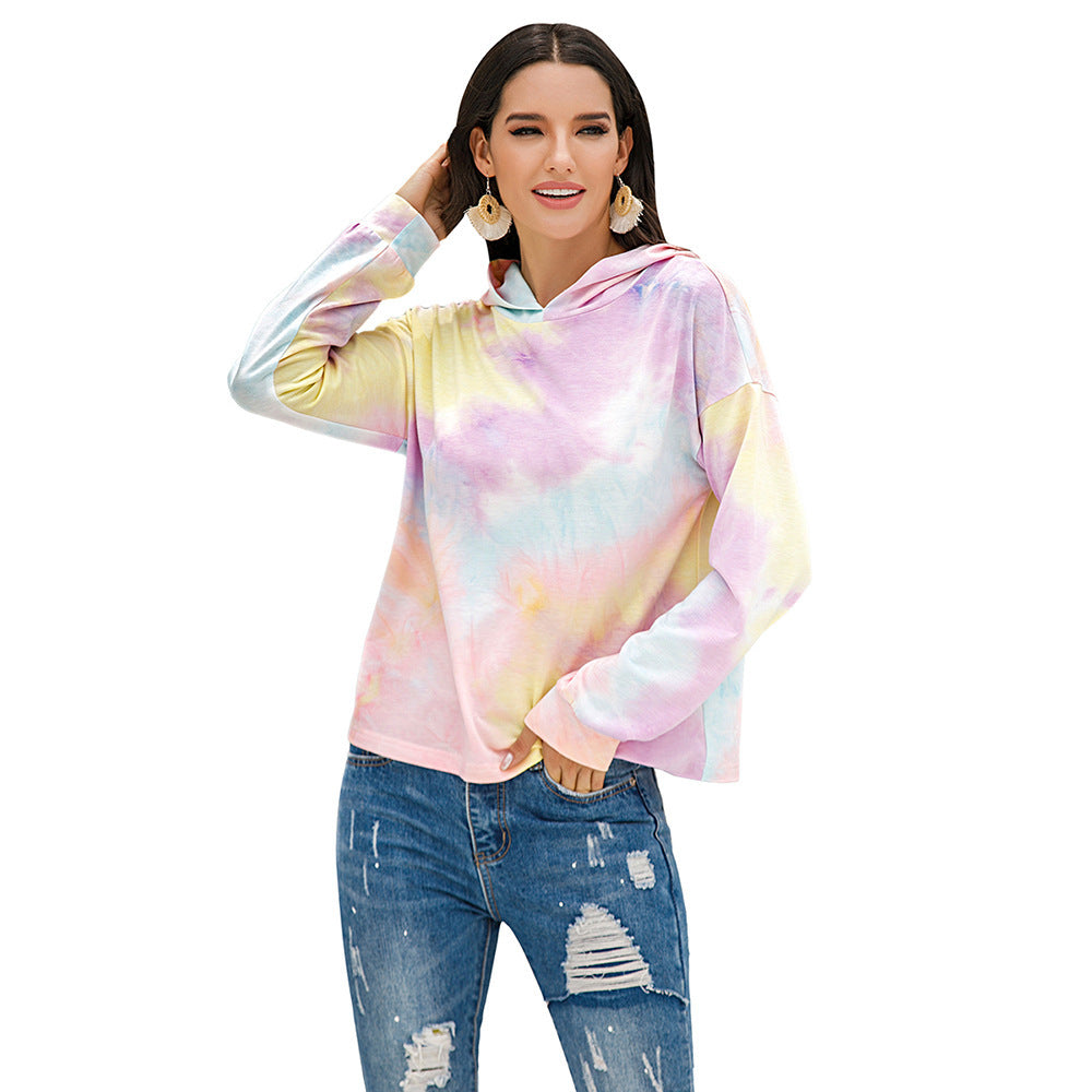 Damen lässiger Kapuzenpullover mit modernem Tie-Dye-Design Heidi-Mode