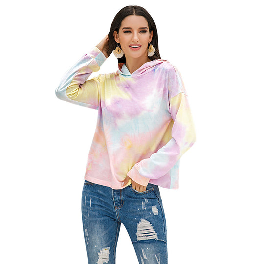 Damen lässiger Kapuzenpullover mit modernem Tie-Dye-Design Heidi-Mode