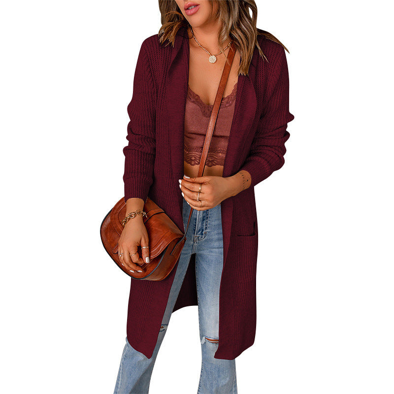 Damen Strickmantel mit offenen Vorderteilen und Taschen Heidi-Mode