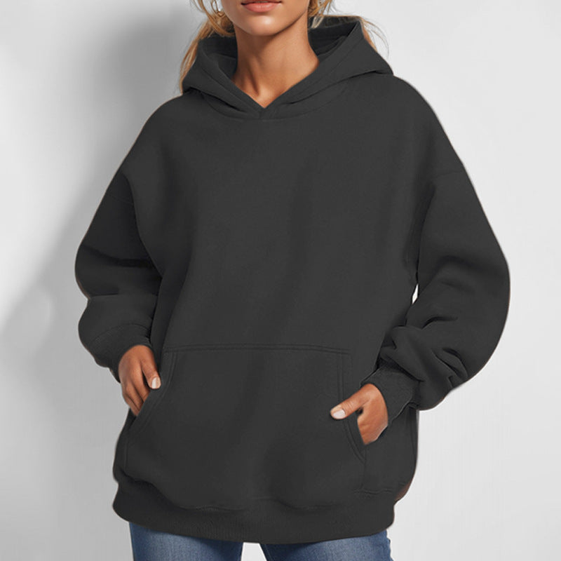 Damen Lockere Kapuzenpullover aus weichem Fleece mit Kängurutasche Heidi-Mode
