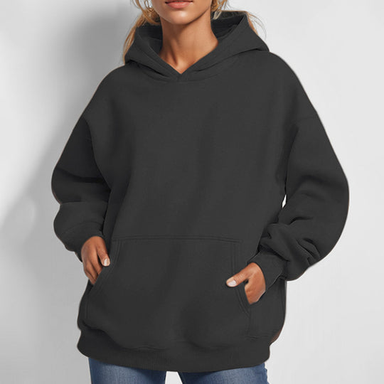 Damen Lockere Kapuzenpullover aus weichem Fleece mit Kängurutasche Heidi-Mode