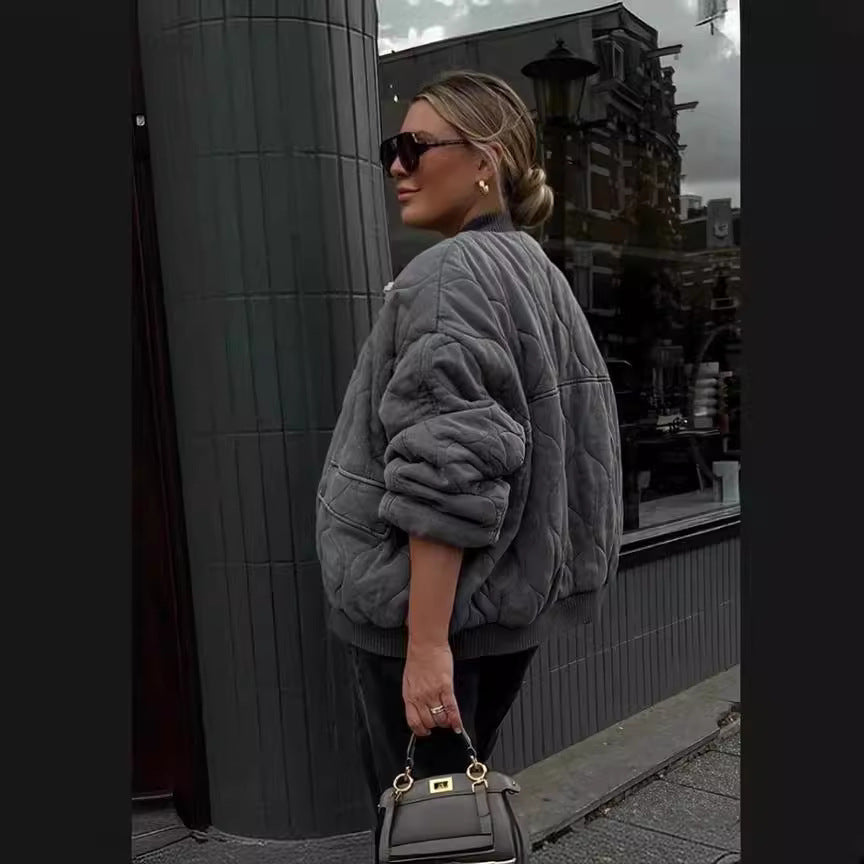 Damen gesteppte Oversized-Bomberjacke mit weichem Futter und luxuriösem Schnitt Heidi-Mode