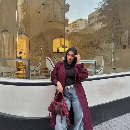Damen trendiger Trenchcoat mit stilvollem Schnitt und praktischen Taschen Heidi-Mode
