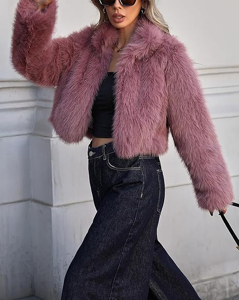 Damen Kurze Kunstpelzjacke mit weichem Fell und eleganter Silhouette Heidi-Mode