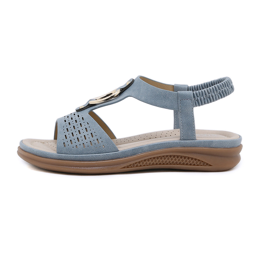 Damen Komfortable Sandalen mit atmungsaktiver Lochstruktur und modischer Schnallenapplikation Heidi-Mode
