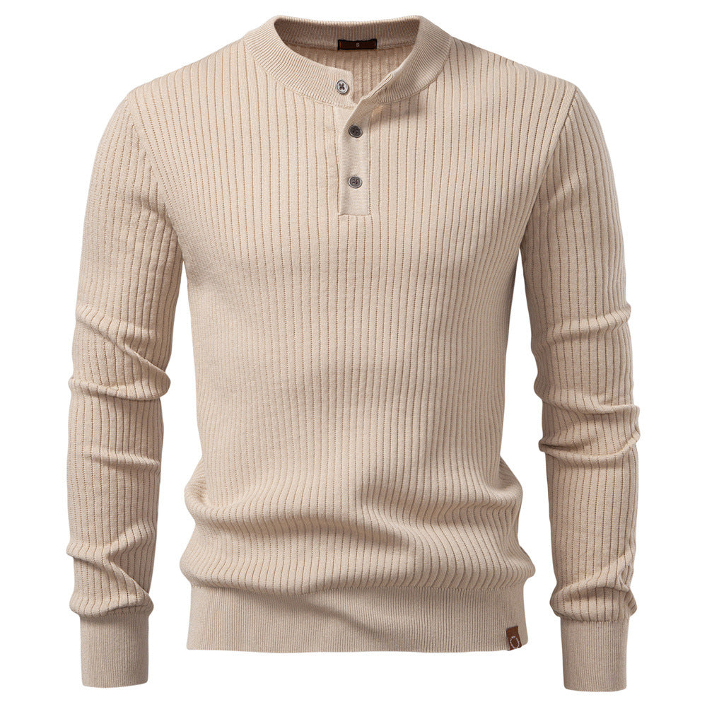 Herren Strickpullover mit feinem Rippenmuster und modischem Knopfdetail Heidi-Mode
