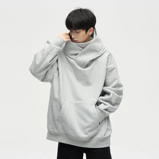 Damen Lässige Oversized Kapuzenpullover mit hochgezogenem Kragen Heidi-Mode