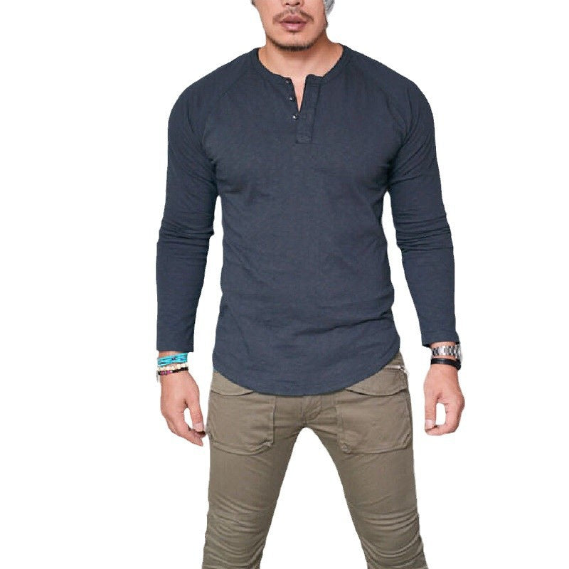 Herren Langarmshirt mit Knopfleiste und bequemem Schnitt Heidi-Mode