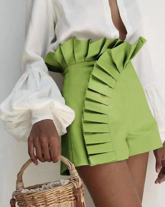 Damen Elegante kurze Hose mit Rüschendetails Heidi-Mode