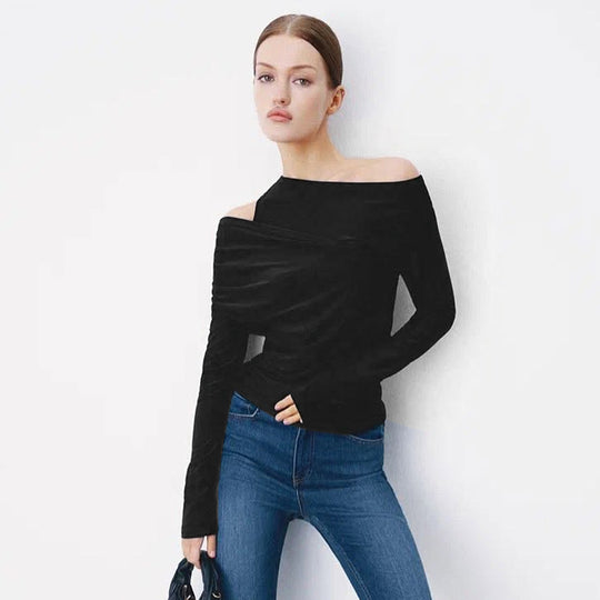 Damen Off-Shoulder Langarmoberteil Heidi-Mode