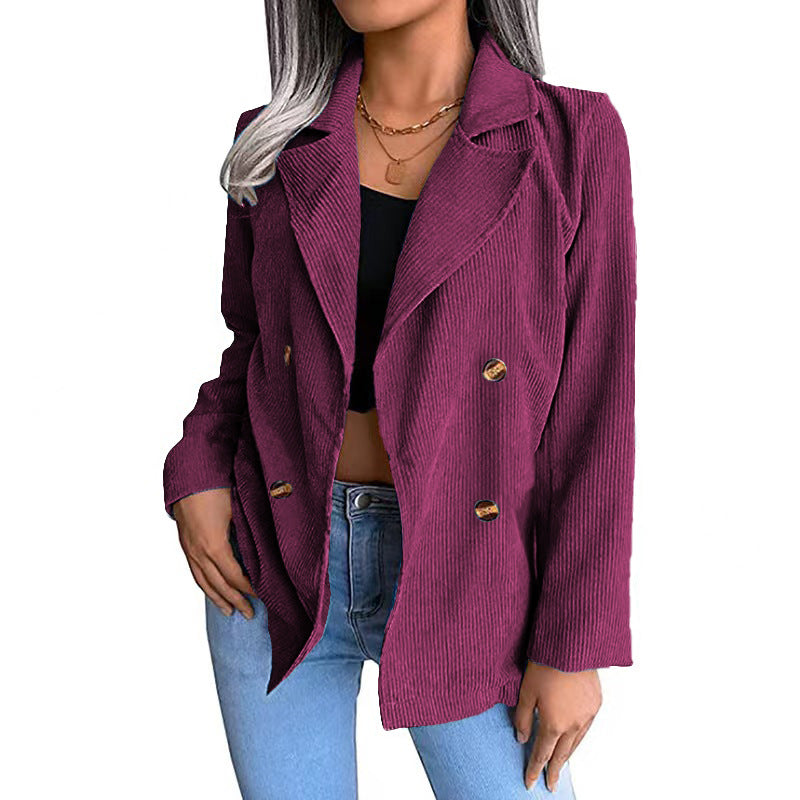 Damen Cord-Jacke mit doppelter Knopfleiste und modernem Schnitt Heidi-Mode