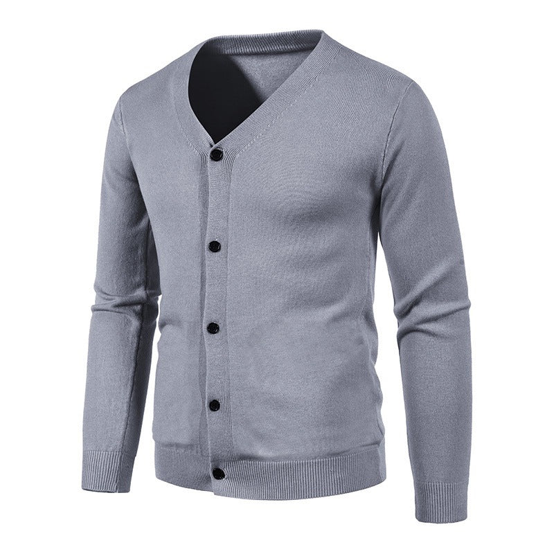 Herren stilvolle Strickjacke mit tiefem V-Ausschnitt und Knopfleiste Heidi-Mode
