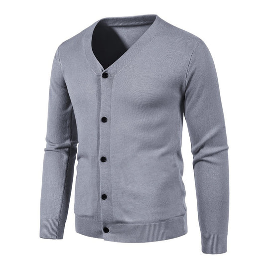 Herren stilvolle Strickjacke mit tiefem V-Ausschnitt und Knopfleiste Heidi-Mode